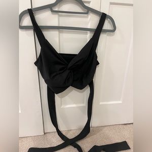 Criss cross black cropped going out top
